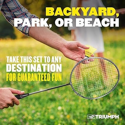 Triumph Sports 4Player Badminton Set with 4 Rackets 3 Shuttlecocks and 1 Carry Case Black