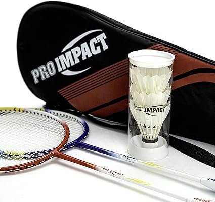 Pro Impact Badminton Racket Set Lightweight Aluminum Head Rackets